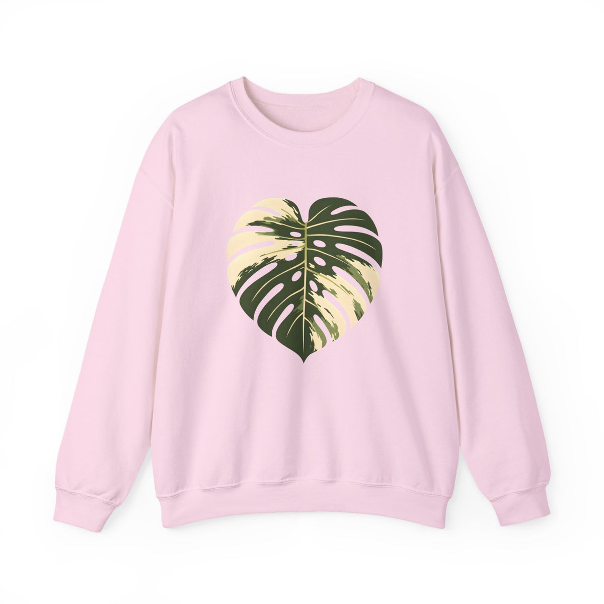 Monstera Heart Crewneck Sweatshirt — Tropical Leaf Graphic Pullover