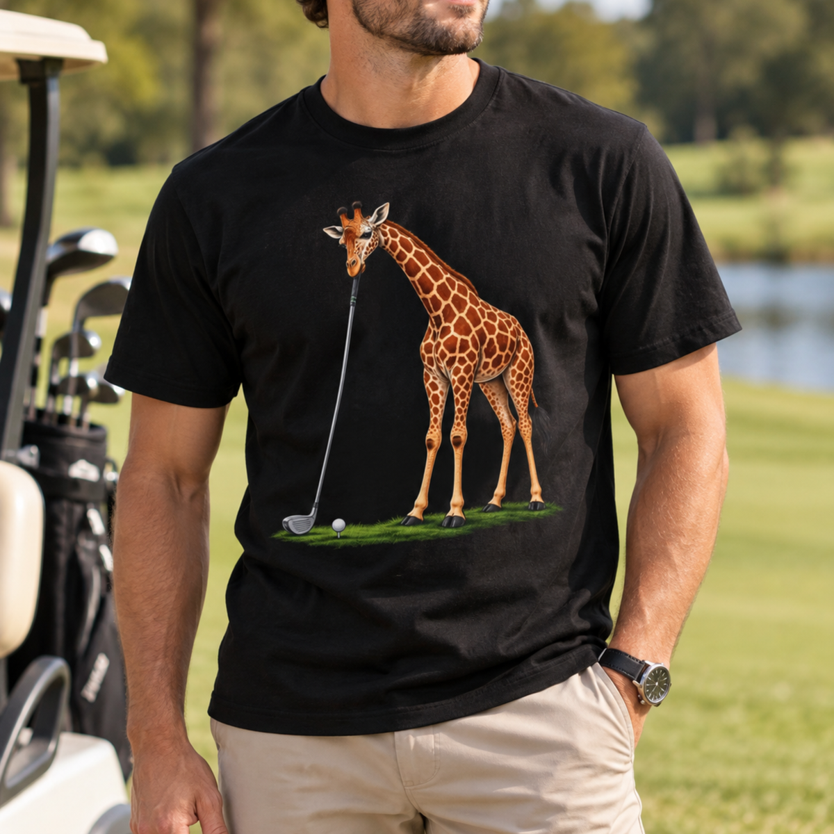 Giraffe Playing Golf T-Shirt