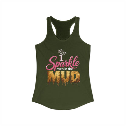 Sparkle Even in the Mud – Women’s Pink Mud Run Racerback Tank Top