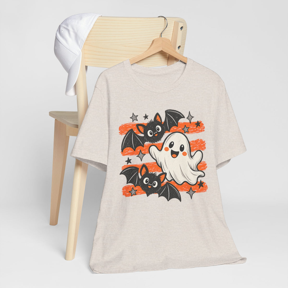 Cute Ghost & Bats Halloween Tee — Playful Spooky Graphic T-Shirt