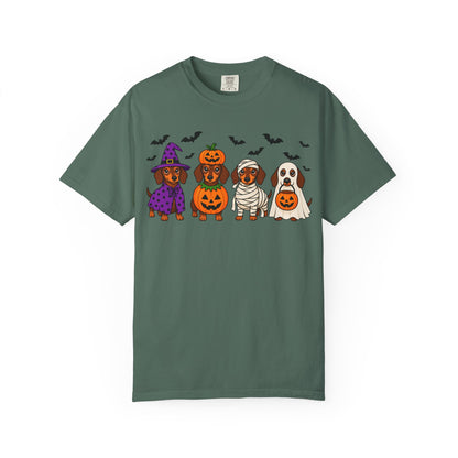 Halloween Dachshund Costume T-Shirt — Cute Dogs in Witch, Pumpkin, Mummy & Ghost Costumes