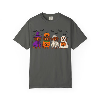 Halloween Dachshund Costume T-Shirt — Cute Dogs in Witch, Pumpkin, Mummy & Ghost Costumes