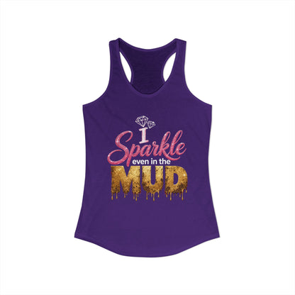 Sparkle Even in the Mud – Women’s Pink Mud Run Racerback Tank Top