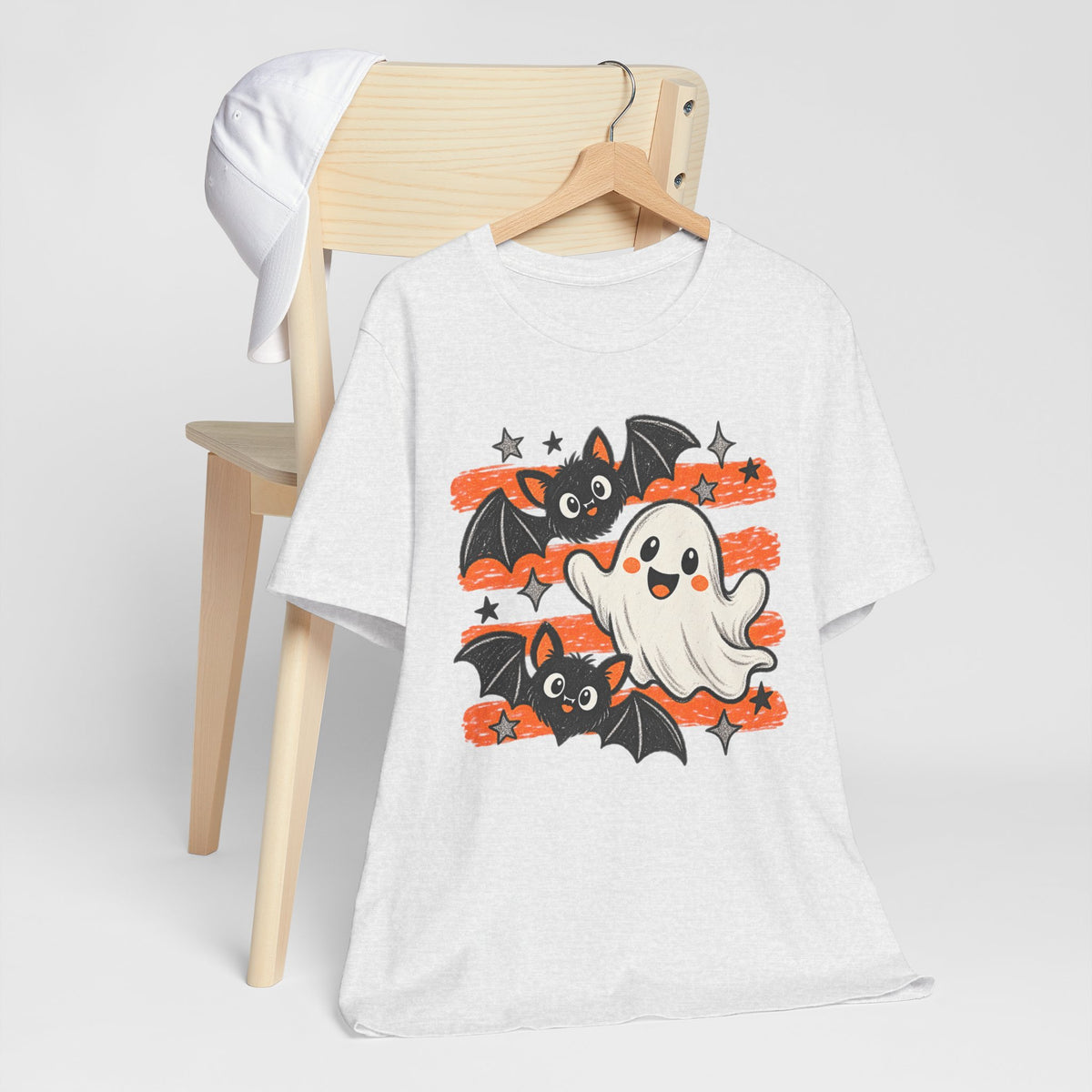 Cute Ghost & Bats Halloween Tee — Playful Spooky Graphic T-Shirt