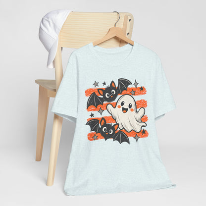 Cute Ghost & Bats Halloween Tee — Playful Spooky Graphic T-Shirt