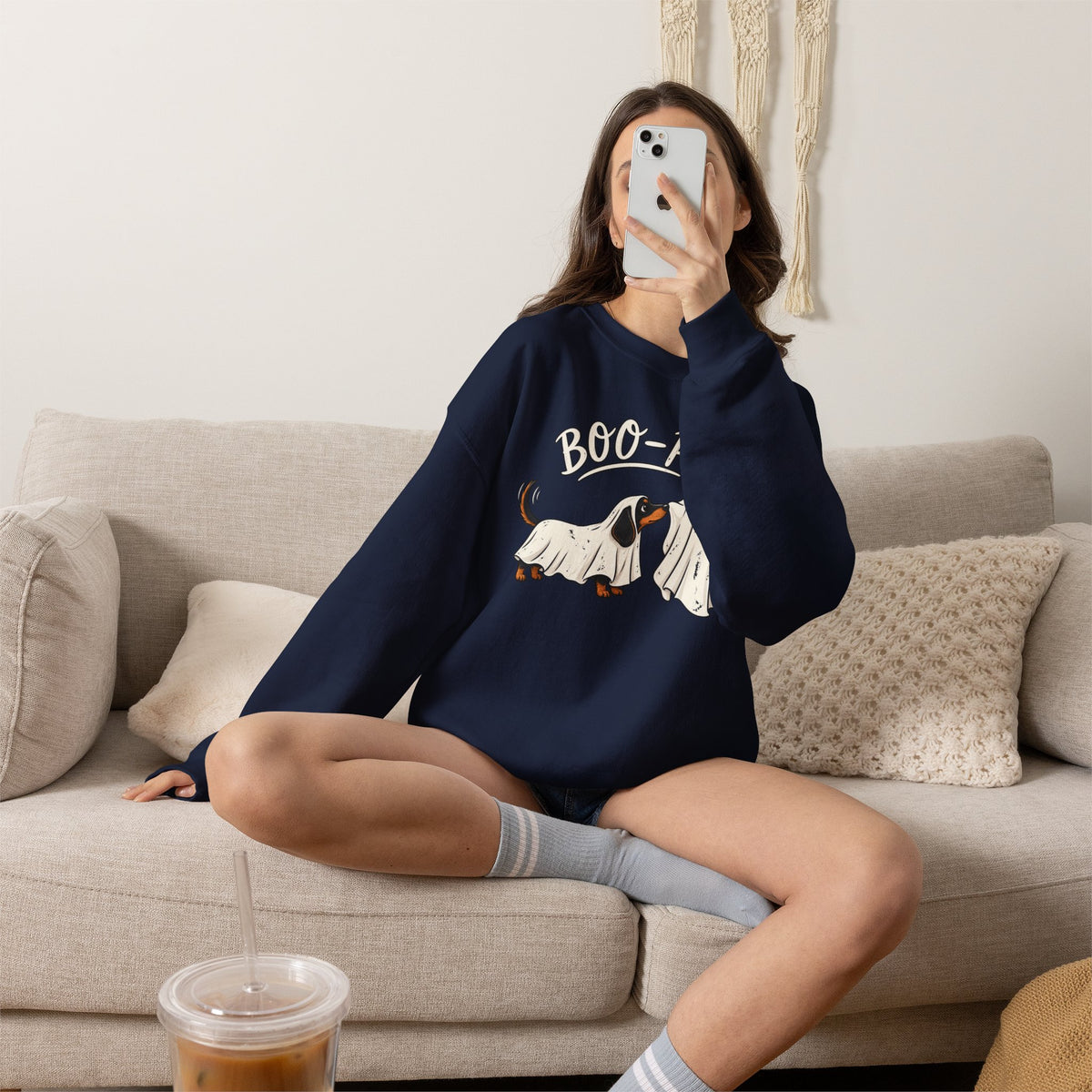 Halloween Dog Ghost Sweatshirt — "Boo-P" Cute Puppy Ghost Crewneck