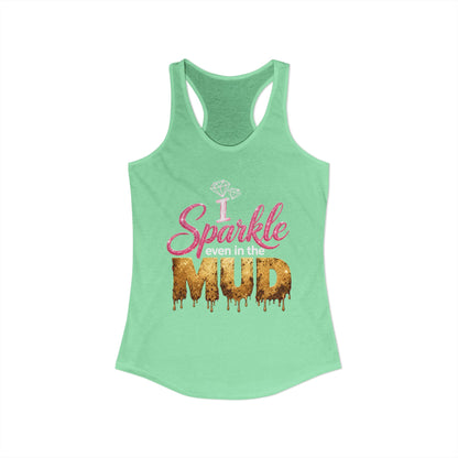 Sparkle Even in the Mud – Women’s Pink Mud Run Racerback Tank Top