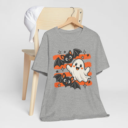 Cute Ghost & Bats Halloween Tee — Playful Spooky Graphic T-Shirt