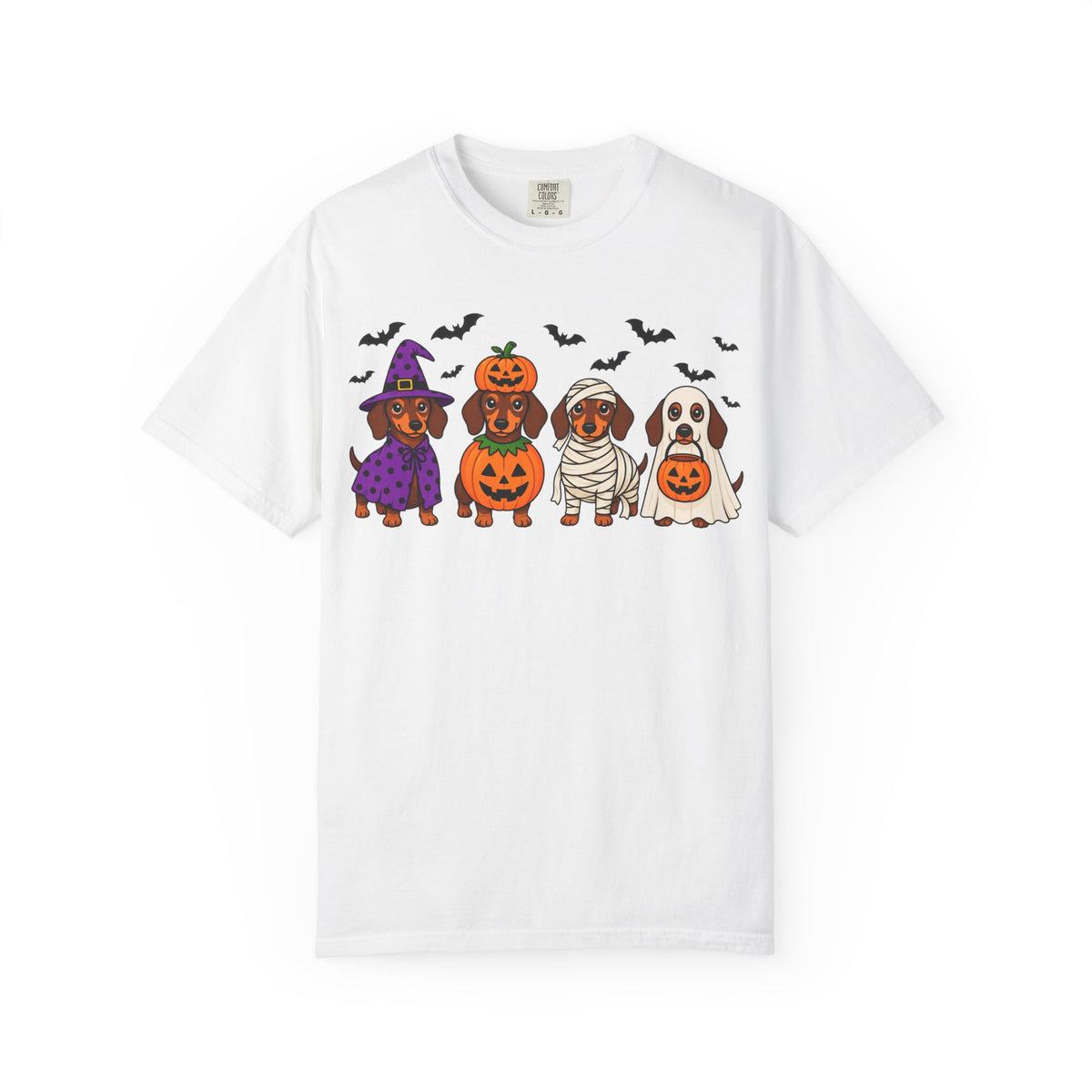 Halloween Dachshund Costume T-Shirt — Cute Dogs in Witch, Pumpkin, Mummy & Ghost Costumes