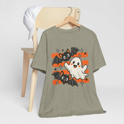 Cute Ghost & Bats Halloween Tee — Playful Spooky Graphic T-Shirt