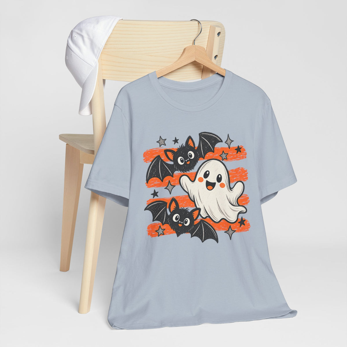 Cute Ghost & Bats Halloween Tee — Playful Spooky Graphic T-Shirt