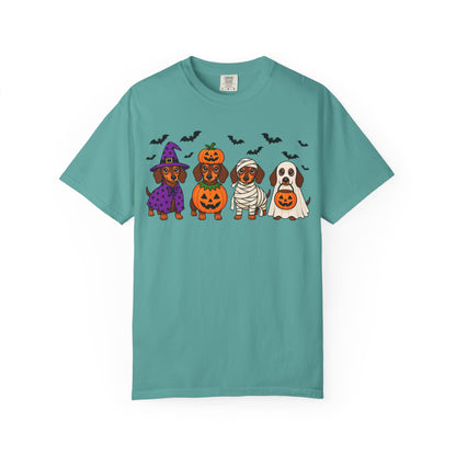 Halloween Dachshund Costume T-Shirt — Cute Dogs in Witch, Pumpkin, Mummy & Ghost Costumes